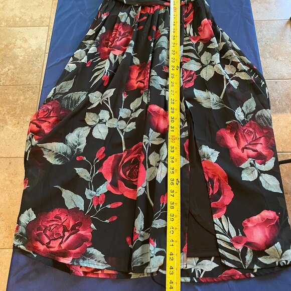Lulus Floral Black High-Low Wrap Maxi Dress Sz XS brw - Picture 9 of 9